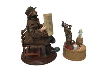 2PCS EMMETT KELLY CIRCUS COLLECTION BIG BUSINESS AND COCA-COLA MUSICAL FIGURINE